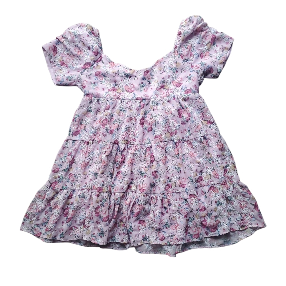 Floral Pink Short Sleeve Dress - Picture 2 of 3